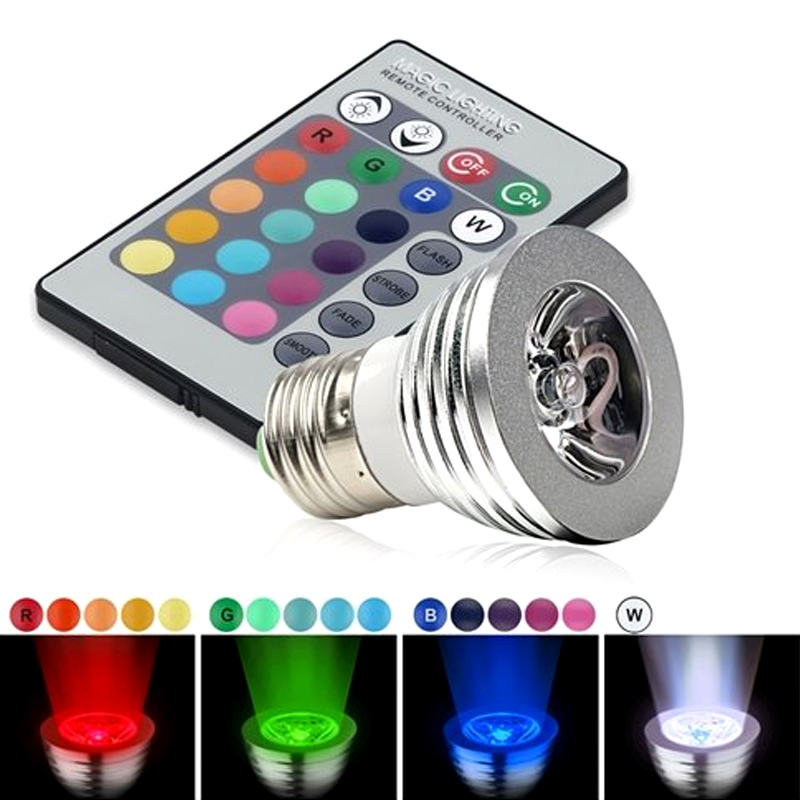 3W E27 16 Color LED RGB Magic Spot Light Bulb Lamp with Wireless